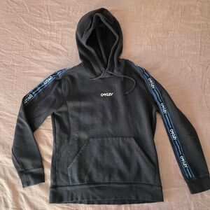 Oakley Black Hoodie with Blue Stripes